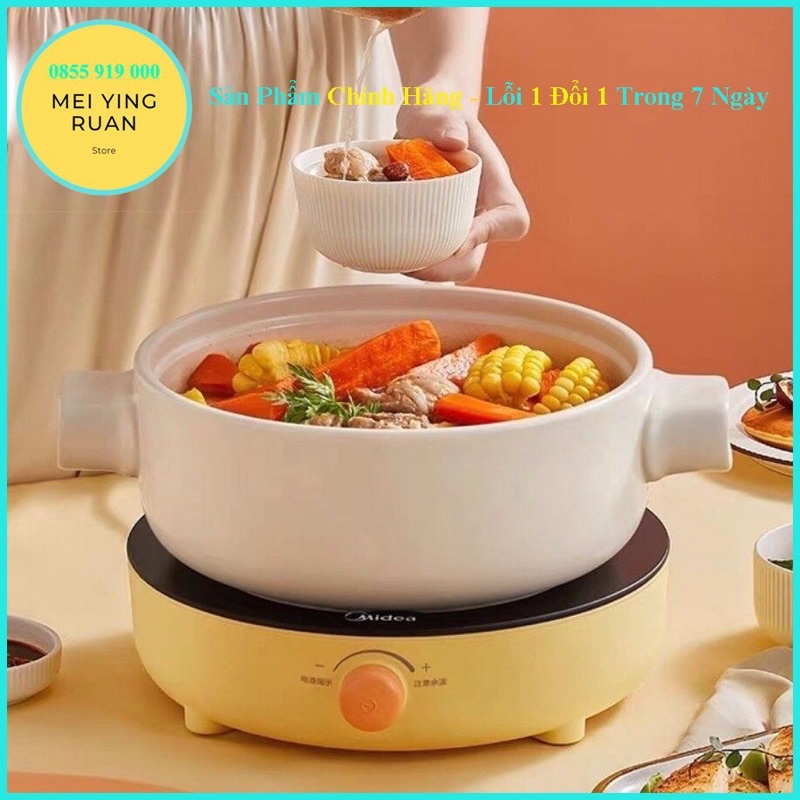 Bếp điện từ đơn hồng ngoại (không kén nồi) MIDEA nội địa màu vàng viền tròn cao cấp bảo hành 12 tháng