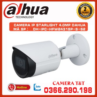 CAMERA IP Starlight 4.0MP DAHUA DH-IPC-HFW2431SP-S-S2