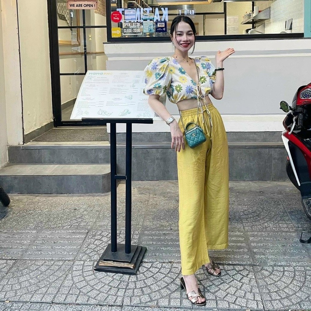 Quần dài Ống Rộng Đũi Nữ thắt nơ