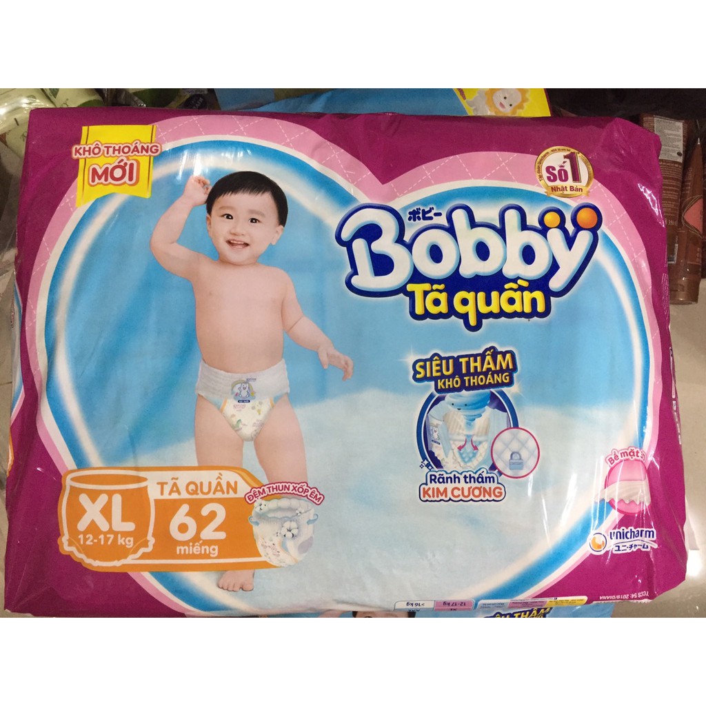 Tã quần Bobby Fresh size XL 62 miếng (cho bé 12 - 17kg)