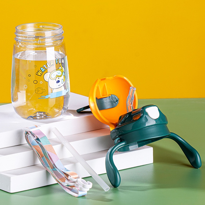 Bình uống nước có ống hút cho bé dung tích 350ml bình nước cho bé đi học siêu cute B16