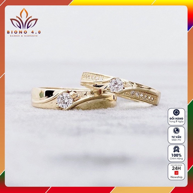 nhẫn đôi nam nữ, Nhẫn cặp đính đá thời trang sang trọng cao cấp Jewelry NV01 thiết kế hở dễ dàng điều chỉnh kích cỡ