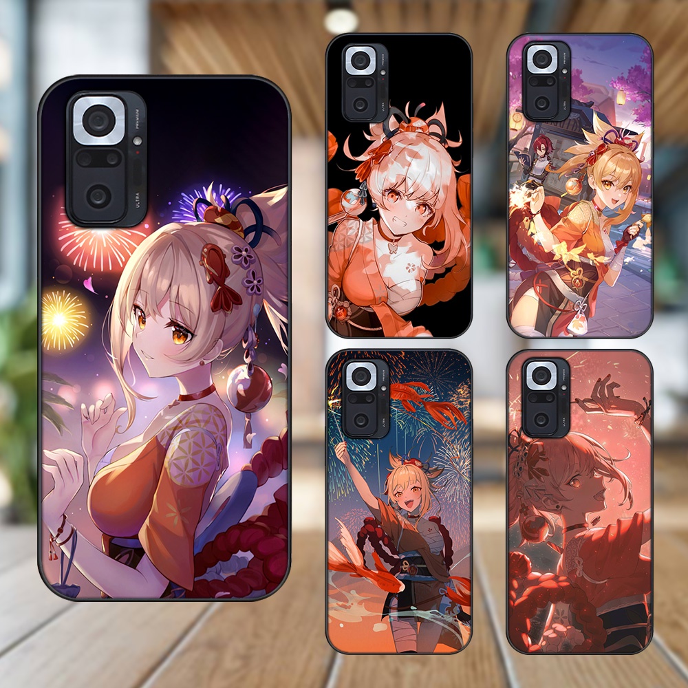 Ốp lưng Xiaomi Redmi Note 10 Pro viền đen in hình Yoimiya Genshin Impact