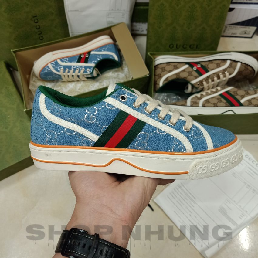 Giày thể thao nam nữ gucci tennis 1977 màu xanh nhạt
