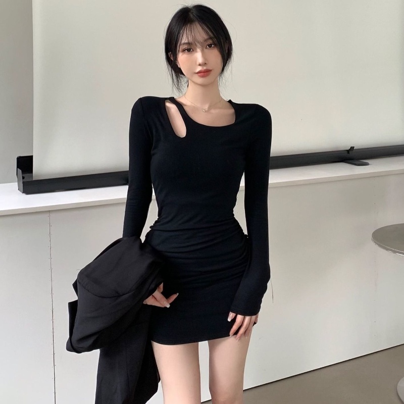 COZOK Đầm Tay Dài Dáng Ôm Thời Trang Quyến Rũ Cho Nữ