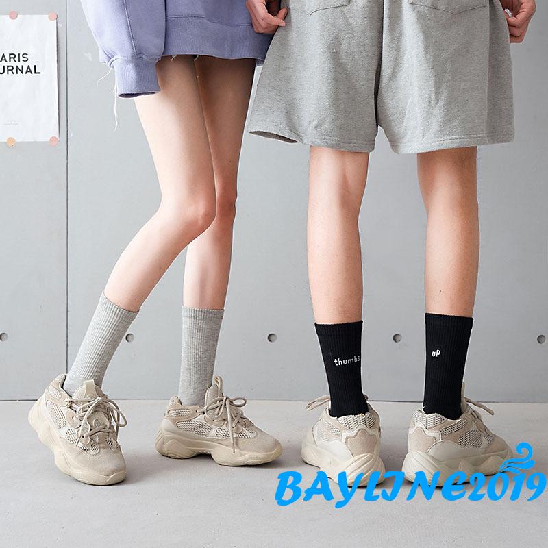 BAY- Tất thể thao dài co giãn in chữ phong cách đơn giản cho nữ