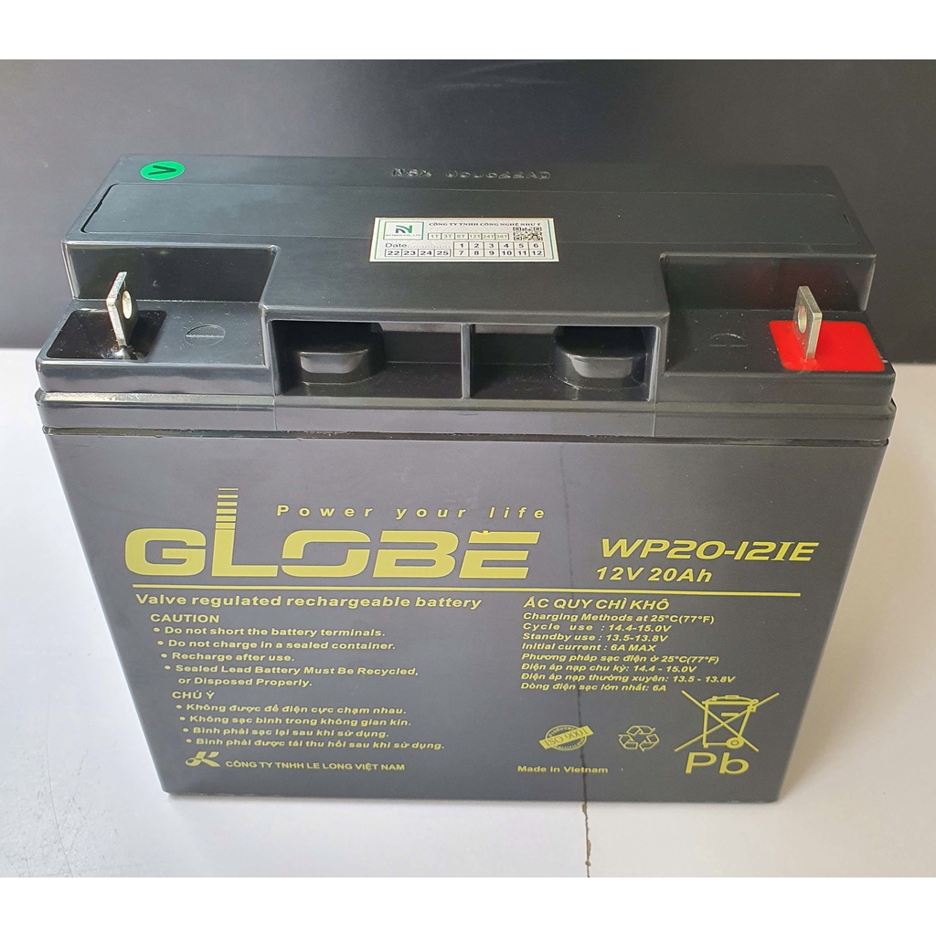 ắc quy Globe 12V 20Ah, ắc quy cho UPS, ắc quy cho loa kéo, ắc quy cho xe điện hàng mới 100%