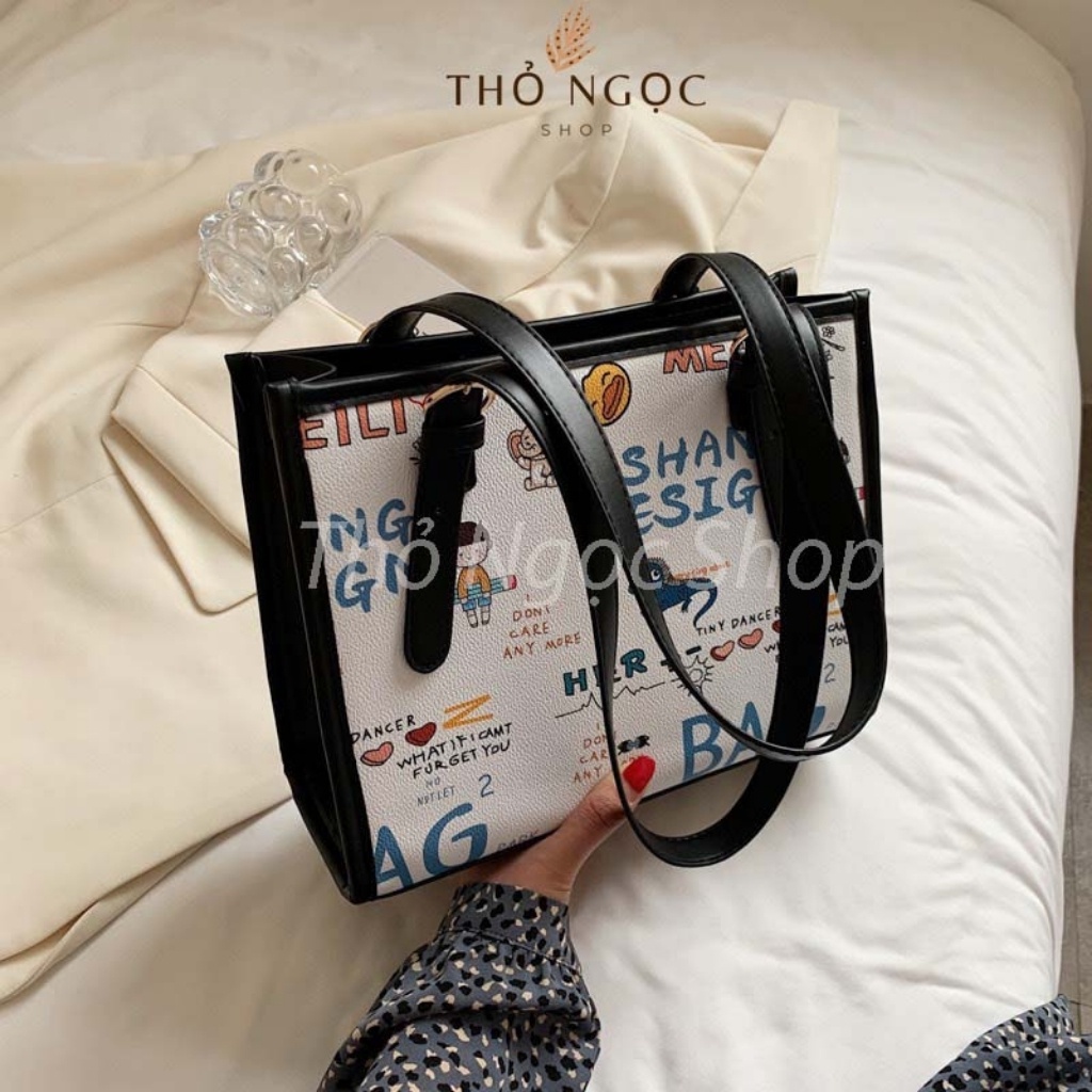 Túi Xách Nữ Đeo Vai ❤FreeShip❤ Túi Đeo Vai Nữ Phối Họa Tiết Cực Đẹp Chất Da Tự Nhiên Size 28