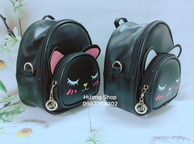 Balo Nữ Thời Trang Họa Tiết Mèo Xinh Xắn Size 18