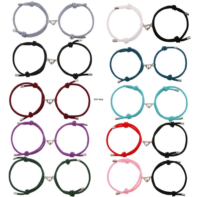 ✿ Set 2 Vòng Tay Nửa Trái Tim Ghép Đôi Từ Tính Thích Hợp Làm Quà Tặng Cho Bạn Thân Nam Nữ