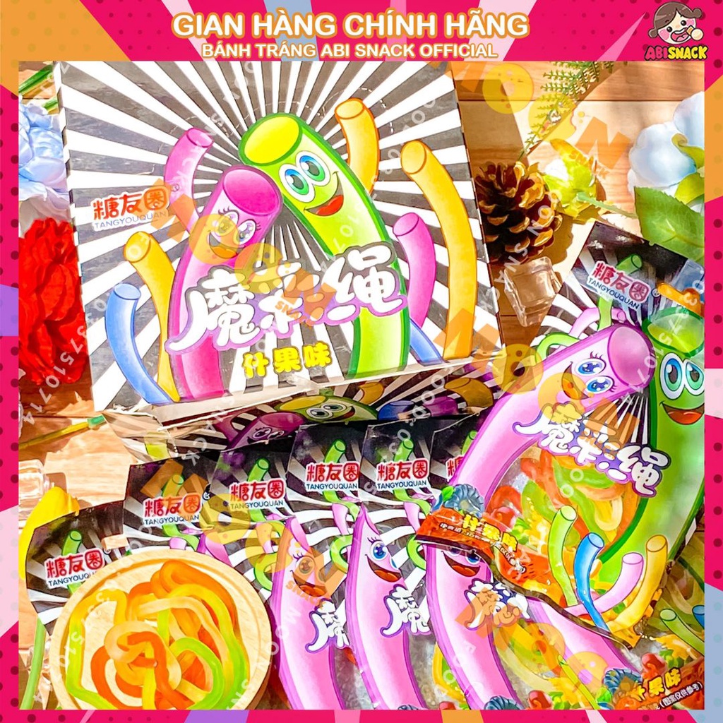 Kẹo dẻo vị trái cây hình sợi mì dây thun siêu ngộ nghĩnh gói 30g Moon Snack Food