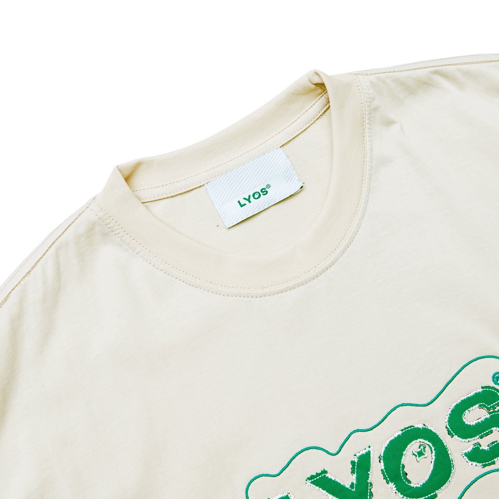 Áo Thun LYOS Ripped Box Logo Màu Kem