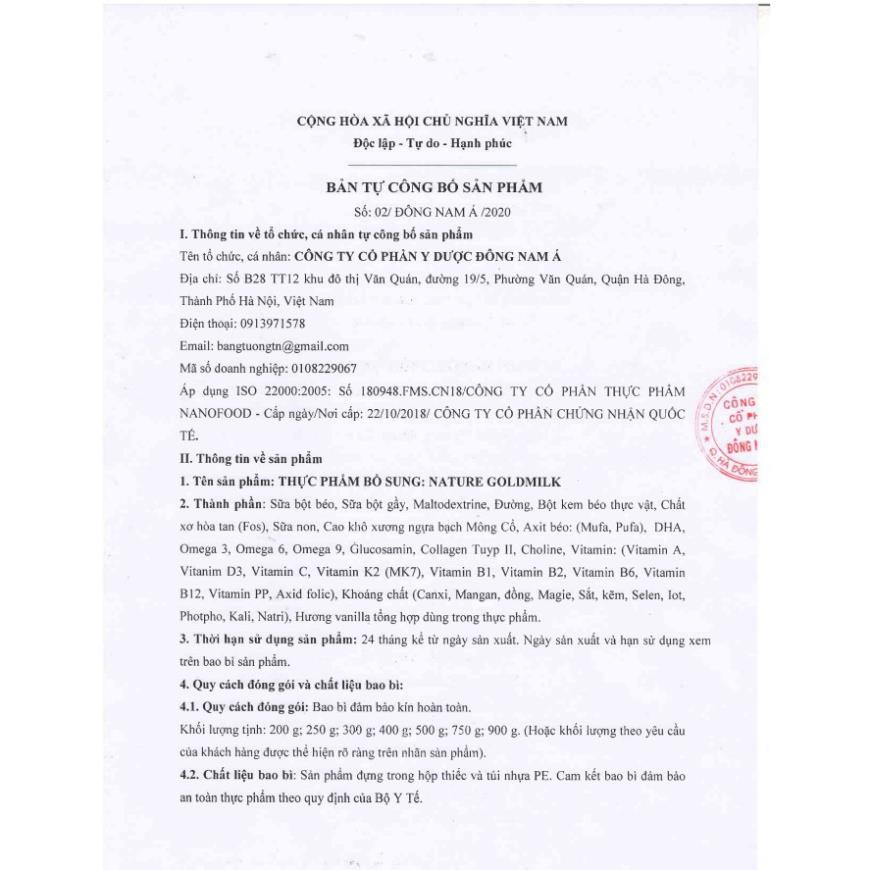 Nature Gold Milk 400g  Phòng ngừa loãng xương, giảm đau mỏi xương khớp