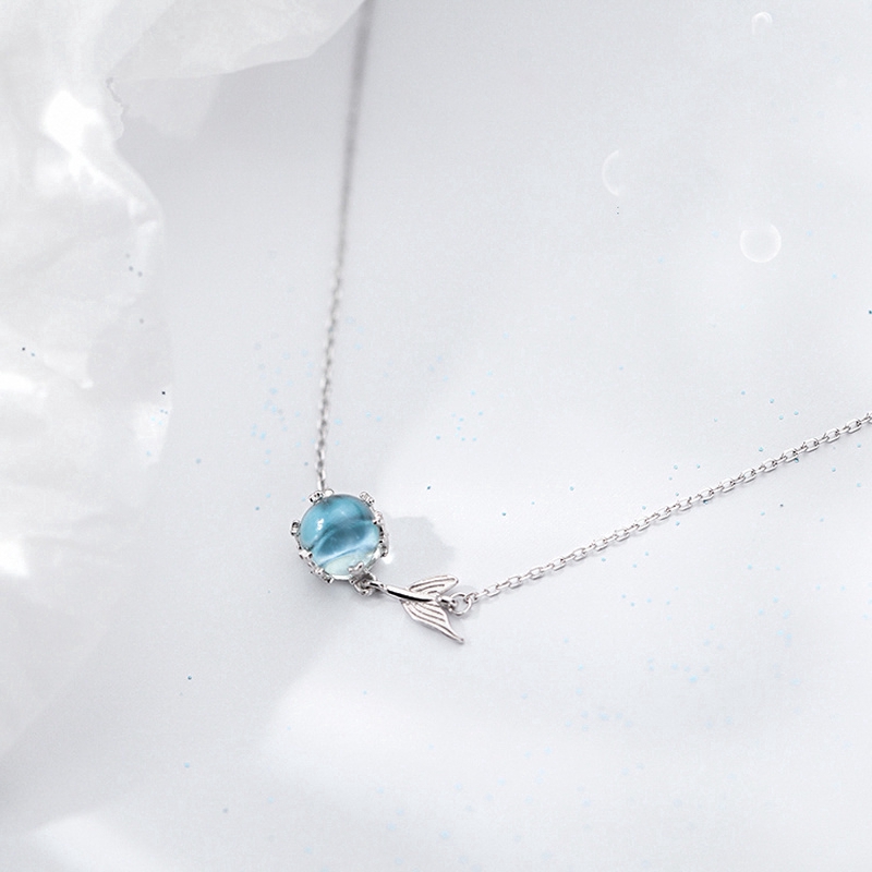 Lắc tay màu bạc đính hạt pha lê xanh dương và đuôi cá xinh xắn thời trang dành cho nữ | BigBuy360 - bigbuy360.vn