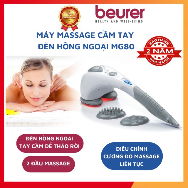 Máy massage cầm tay đèn hồng ngoại Beurer MG80, công nghệ tiên tiến với hai đầu rung song song