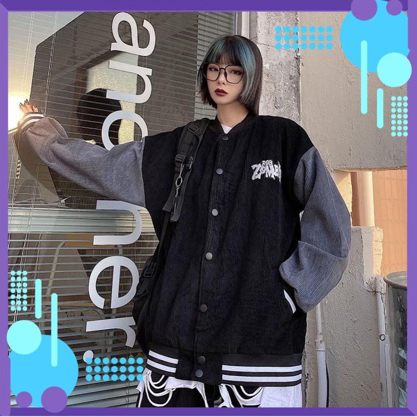 [Mặc Là Sang]  Áo Khoác Nhung Gân Bóng Chày ZOMBIF Form Rộng Mẫu Mới Siêu Chất | BigBuy360 - bigbuy360.vn