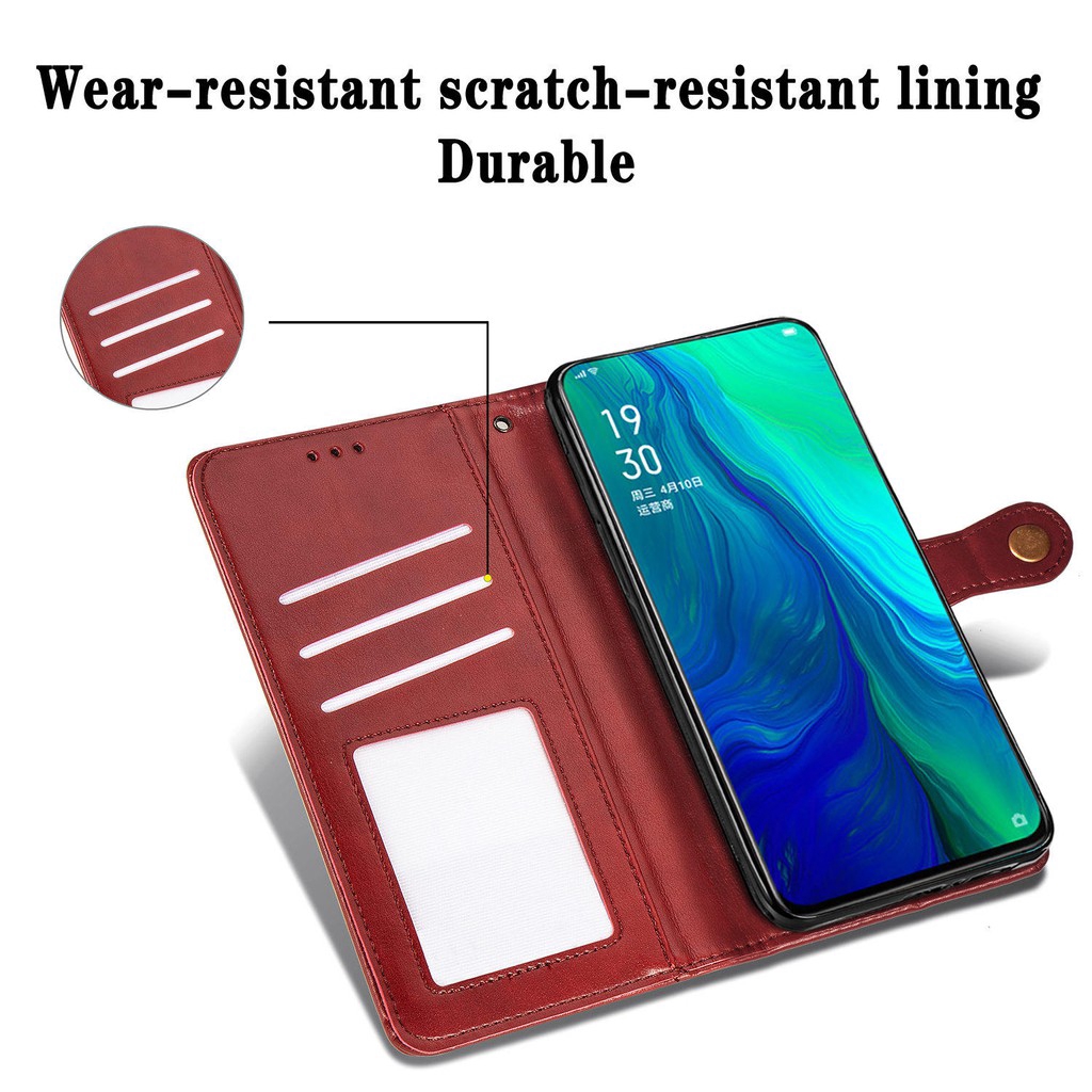 Bao da điện thoại PU kèm ví đựng thẻ và giá đỡ cho Oppo A5 2020 A9 A11X A7 A9 F11 Pro Realme 3 Pro Reno 10X Zoom 5G | BigBuy360 - bigbuy360.vn