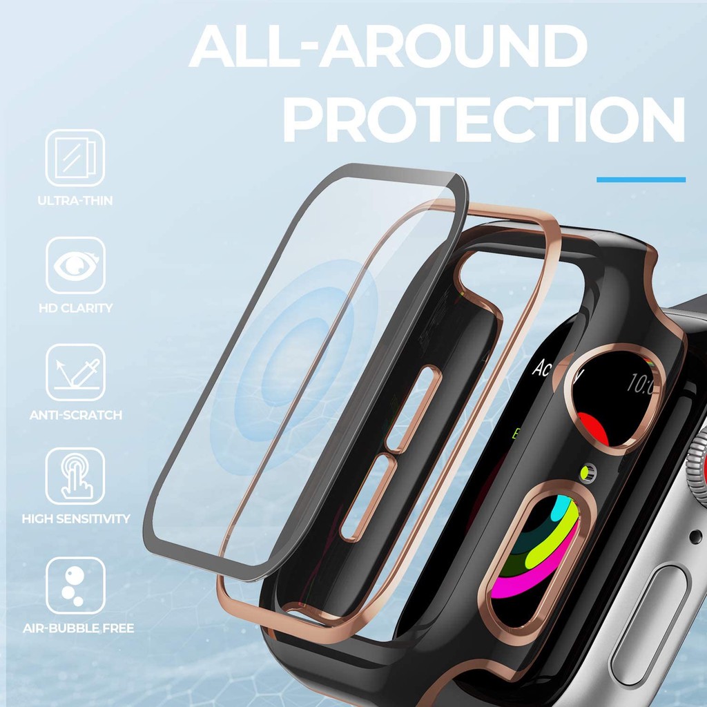 Ốp Viền Kính Cường Lực Apple Watch Series 7/6/5/SE/4/3/2/1 Đủ Size 38mm 40mm 41mm 42mm 44mm 45mm