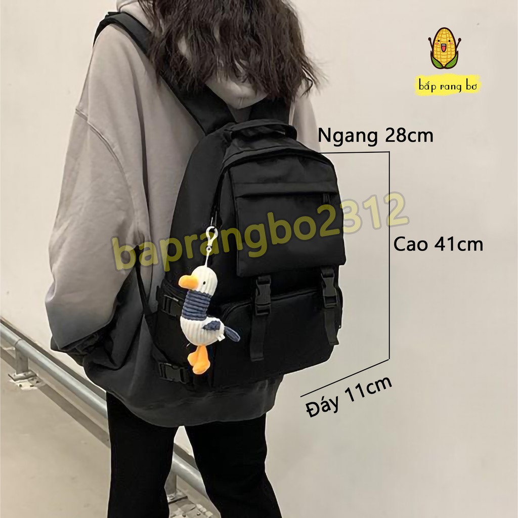 BALO TRƠN UNISEX NAM NỮ VẢI DÙ CAO CẤP ULZZANG  (NHIỀU NGĂN + TÚI CON) KÈM MÓC KHÓA ĐI HỌC VÀ CHƠI