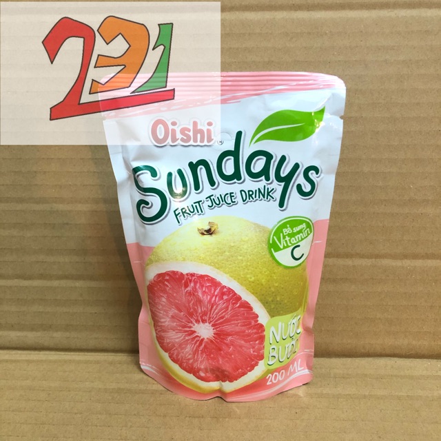 [200 ml ]Túi Nước Bưởi Đào Sundays Oishi