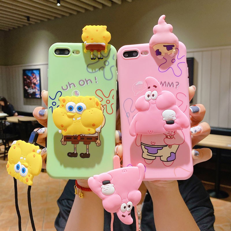 Ốp Lưng In Hình Spongebob Có Dây Đeo Xinh Xắn Cho Samsung J2 J3 J4 J5 J6 J7 Prime Plus 2015 2016