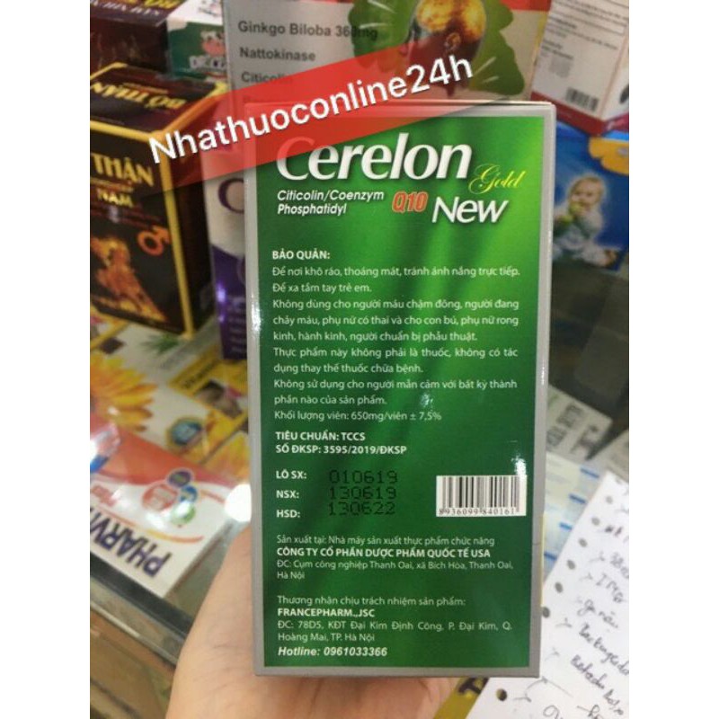 Viên bổ não Cerelon Gold Q10 New (hộp 100 viên)