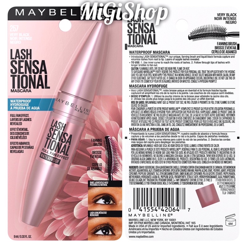 Mascara Làm Dài Và Dày Mi Maybeliine Lash Sensational Full Fan Effect Mascara Waterproof 9ml