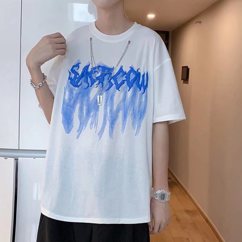 Áo Thun Nam Ngắn Tay Họa Tiết Hoạt Hình Phong Cách Hàn Quốc Áo phông nam in chữ