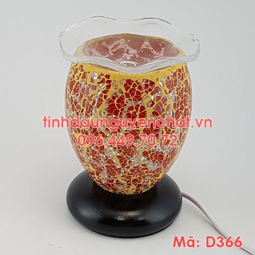 Đèn xông tinh dầu Pha lê bầu (Tặng 1 tinh dầu sả chanh 10ml, 1 bóng dự phòng)