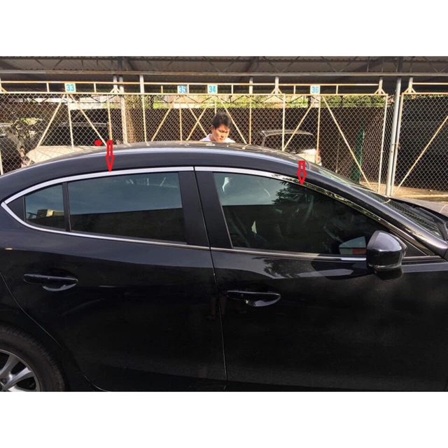 Nẹp cong kính mazda 3 inox 2015 - 2019. 2020 - 2023 inox cao cấp