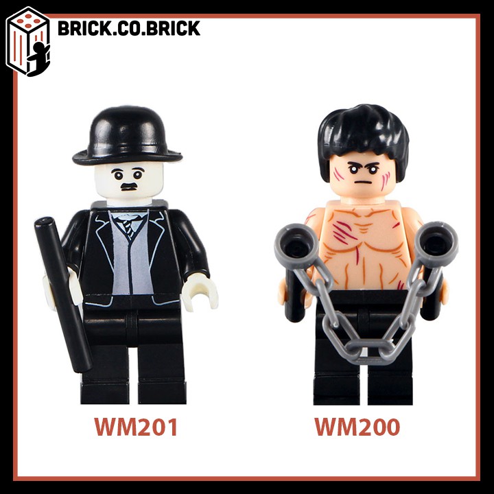 Đồ chơi lắp ráp minifigure mô hình lắp ghép huyền thoại Bruce Lee và Charlie Chaplin WM200 WM201