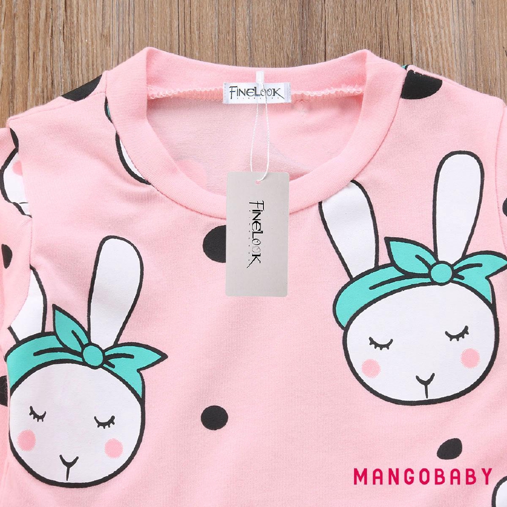 Bộ 3 Cái Gồm Áo Thun In Hình Thỏ + Quần + Băng Đô Cho Bé Sơ Sinh, Bé Gái