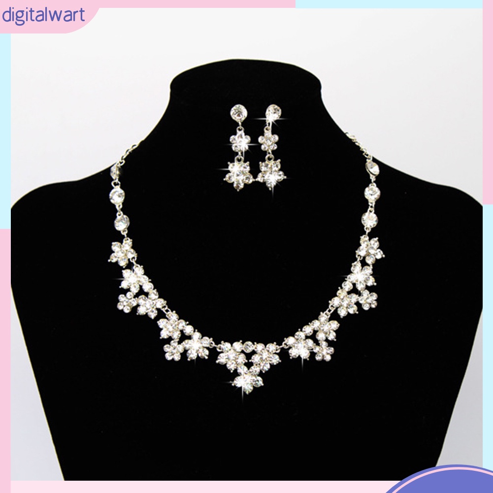 Bộ Vòng cổ + Bông Tai Hình Vương Miện Đính Đá Lấp Lánh Sang Trọng