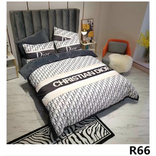 Bộ Chăn Ga Gối Nỉ Nhung Thương Hiệu Dior Trắng