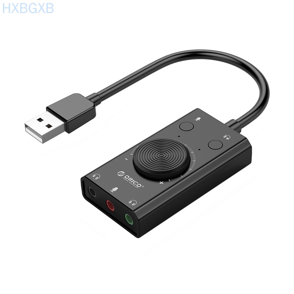 HXBG Computer External Audio Adapter Card Laptop USB 5 Channel Sound Card with 3.5mm Audio Ports