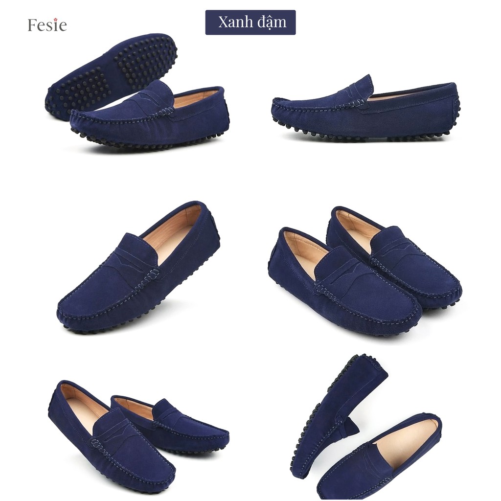 Giày Lười Nam, Giày Mọi Nam Da Bò Lộn Cao Cấp, Màu Đen và Nâu - Fesie Leather Moccasins 🎁