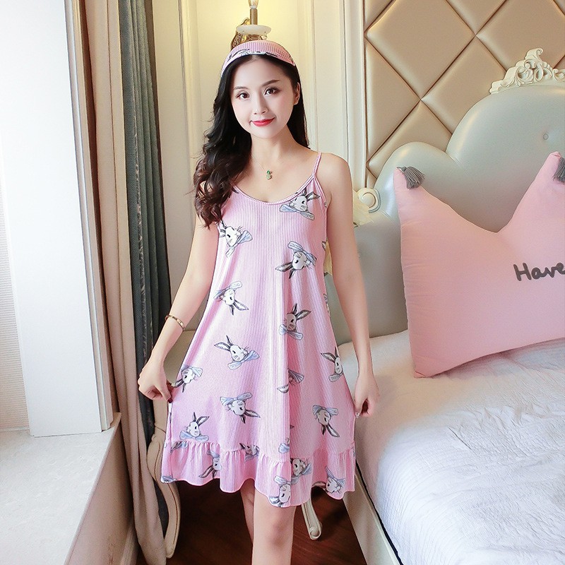 Váy 2 dây mặc nhà, đầm ngủ đuôi cá hình thỏ dễ thương VN18