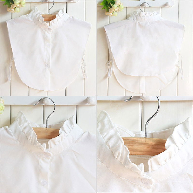 Cổ áo giả bằng vải voan viền cong màu trắng phong cách Hàn Quốc cho nữ | BigBuy360 - bigbuy360.vn