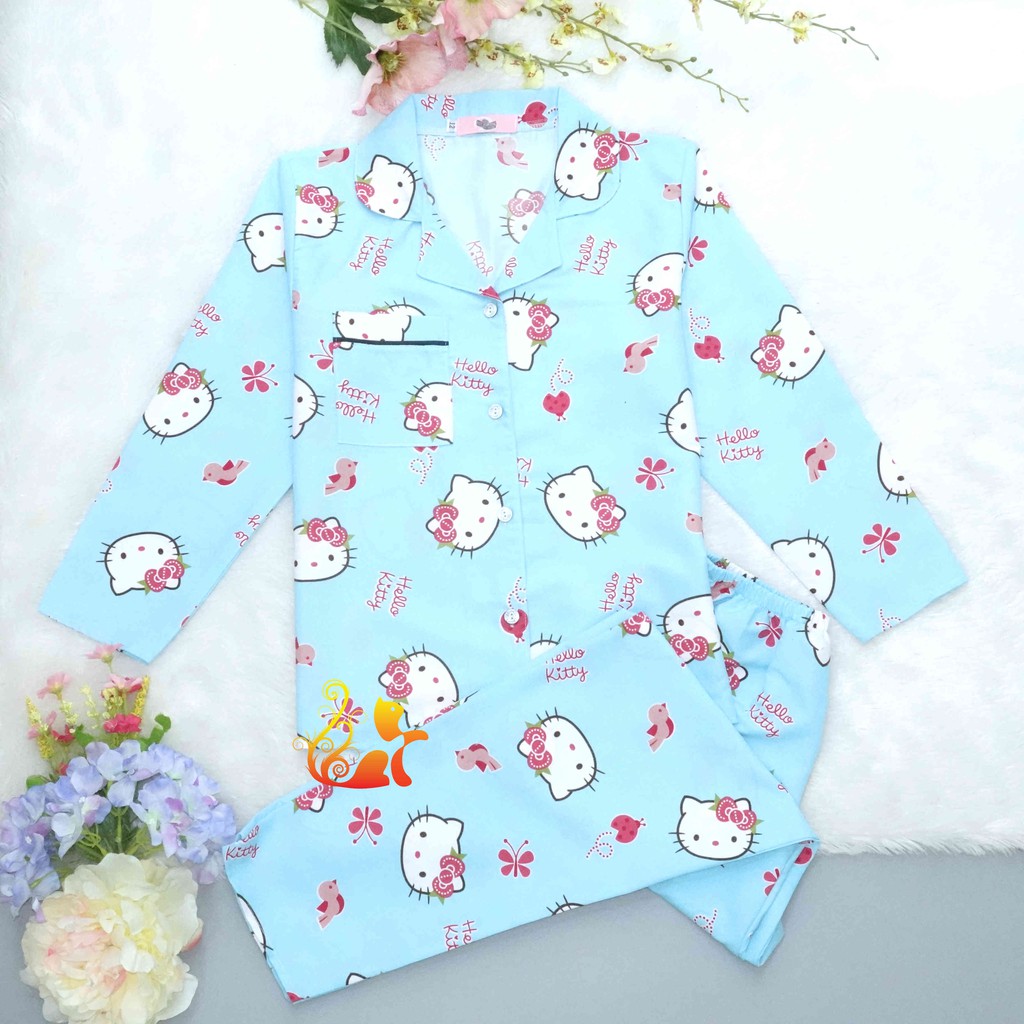 Đồ Bộ Mặc Nhà "Kít ti - Butterfly" Pijama Kate Thái Tay Dài - Từ 38kg - 48kg - Size12.