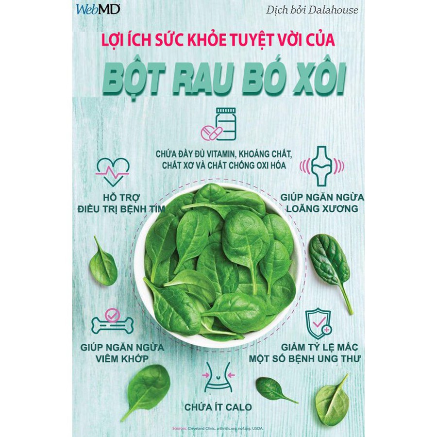 Bột rau cải bó xôi Dalahouse nguyên chất 50g - Bolyfood