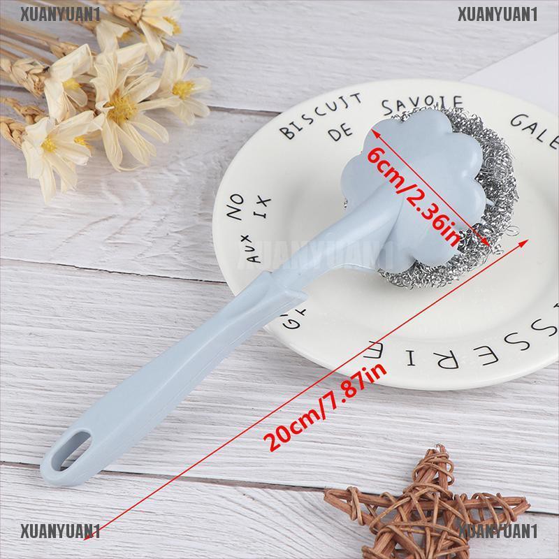 [XUANYUAN1] Bàn Chải Bóng Sợi Thép Không Gỉ Với Tay Cầm Dài Cho Nhà Bếp