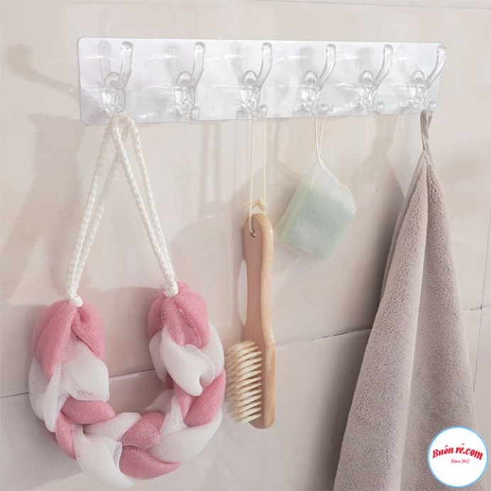 Thanh Treo Đồ Dán Tường 6 Móc Liền Mạch Trong Suốt Siêu Chắc