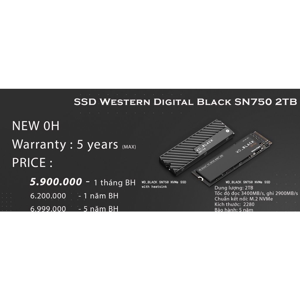 SSD SN750 2TB WD BLACK M2 NVME PCie 3×3 2280 Western digital 1Tb 2T 1T