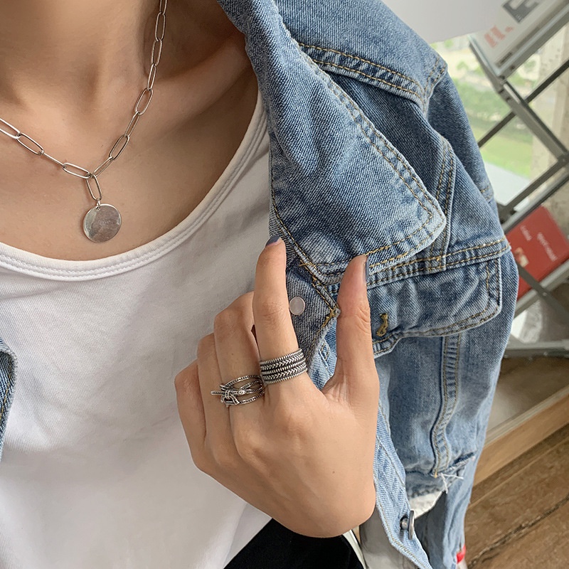 Nhẫn Đeo Tay Nhiều Lớp Màu Bạc Hình Nơ Phong Cách Punk Cổ Điển Thời Trang Cho Nam Và Nữ
