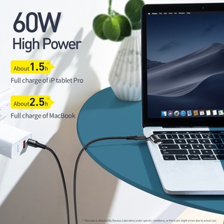 Cáp sạc nhanh 2 đầu tích hợp Baseus Twins 2 in 1 dùng cho Android/ iPhone/ iPad/ Macbook (Type C to Type-C/ Lightning, 6
