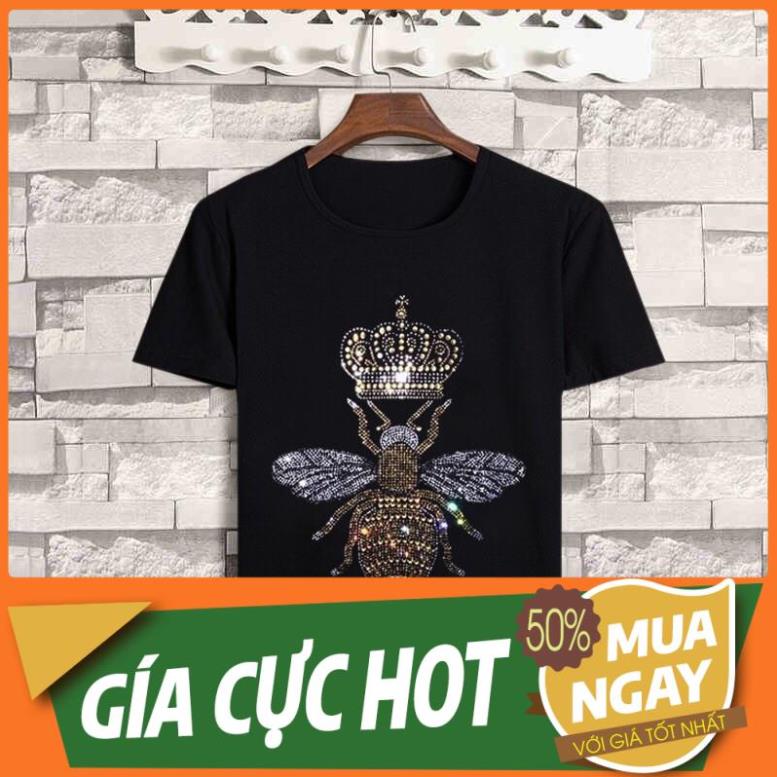 ƯU ĐÃI. QUẢNG CHÂU ODER CHÍNH HÃNG TẬN GỐC áo thun nam tay ngắn đính hạt đá gucci ong vương miện quảng châu HOT HOT