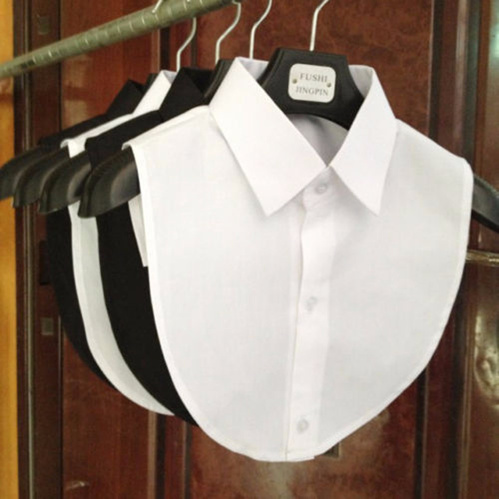 Cổ Áo Rời Bằng Cotton Màu Trắng Đen Cho Nữ