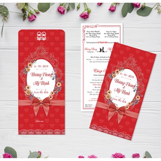 Combo 50 thiệp cưới KP-004 (Đã bao gồm nội dung in). Vui lòng cung cấp nội dung in sau khi đặt hàng.