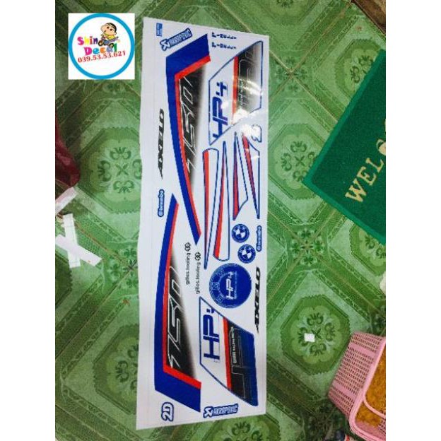 Tem rời Axelo HP4 dán xe trắng xanh