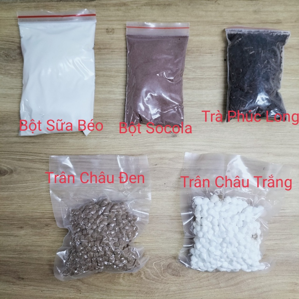 Set Nguyên Liệu Nấu Trà Sữa Trân Châu Socola 500gr ( Nấu 8-10 Ly) Siêu Ngon
